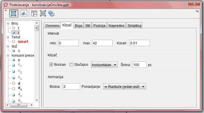 Slika 110: Zadavae karakteristika klizaqu j koja ima uslov j 29 (Slika 111). Slika 111: Zadavae uslova taqkama X, X 1,... X 28 Kada su obezbeeni uslovi prikazivaa taqaka X, X 1,.