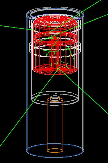 Глава IV Нискофонска мерења гама активности генерисане неутронима Слика 4.12. Приказ визуелизације гама фотона генерисаних GEANT4 симулацијом у самом детектору. Табела 4.7.