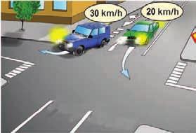 улево. Пример: Возач зеленог возила је обавестио остале учеснике у саобраћају и заузео положај за скретање улево, а кретао се брзином од 10 km/h непосредно испред раскрснице.