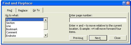 Để di chuyển đến một trang bất kỳ của văn bản, ta chọn Page trong hộp Go to what và gõ số thứ tự trang cần tới vào hộp Enter page number. Bài tập 8.