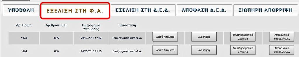 Εικόνα 40 Αναλυτικότερα: Λοιπά αιτήματα: Βλ. σχετικά ανωτέρω Λοιπά Αιτήματα Ανάκληση: Βλ.