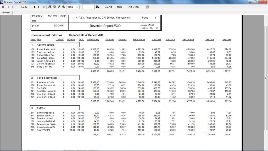 REVENUE REPORT EOD