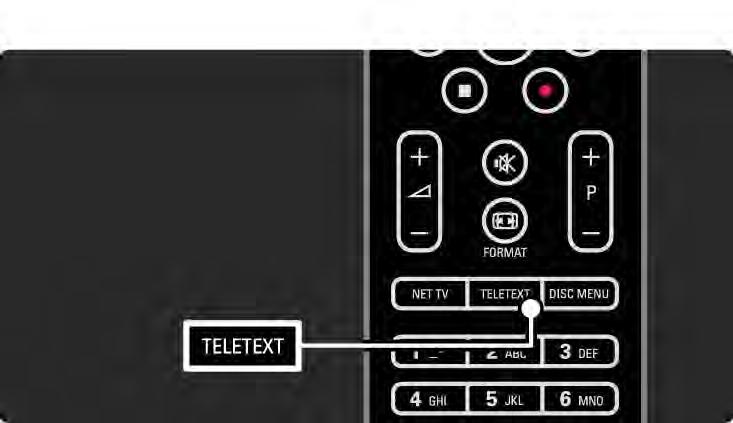3.1.1 Επιλογή σελίδας teletext Τα περισσότερα τηλεοπτικά κανάλια εκπέμπουν πληροφορίες μέσω Teletext. Ενώ παρακολουθείτε τηλεόραση, πατήστε Teletext. Για έξοδο από το teletext, πατήστε Teletext ξανά.