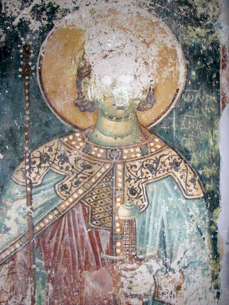 Сл. 5. Св. Сергеј (Вакх?), Манастир Матејче, нартекс. вата четвртина на XIII век 38, а подоцна е насликан и кај нас, во св. Никола во Манастир (1271) 39.