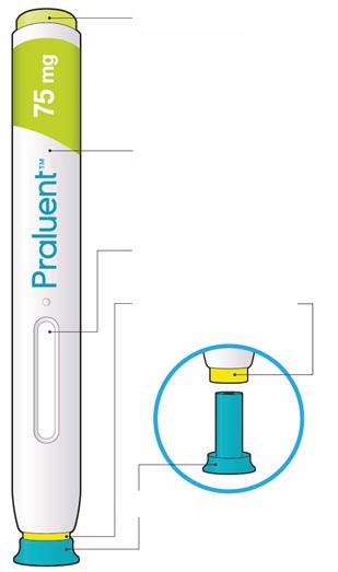 Praluent 75 mg soluţie injectabilă în stilou injector (pen) preumplut alirocumab Instrucţiuni de utilizare În acest desen, sunt prezentate componentele stiloului injector (pen-ului) Praluent.