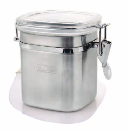 Διαστάσεις (ΜxBxY)mm: 90x140x95, 600ml και 90x140x120, 800ml Airtight coffee canister. Made of stainless steel. Round inner corners for easy and effective cleaning.