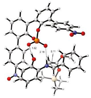 (Re) TS-133a, 0.0 kcal/mol (Si) TS-133b, 5.7 kcal/mol Figure 10. Calculated transition states for the Re and Si face attack of enolate to aldimine.