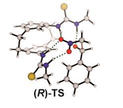 (R)-TS-157a, 0.0 kcal/mol (S)-TS-157b, 3.8 kcal/mol Figure 20. Plausible enantiomeric transition state model in cyclophane-based bisthiourea catalyzed the asymmetric Henry reaction.