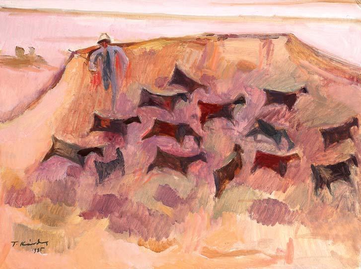 30 31 Τηλέμαχος Κάνθος (1910-1993) Βοσκός με αίγες στο κάμπο - απομεσήμερο Υπογεγραμμένο