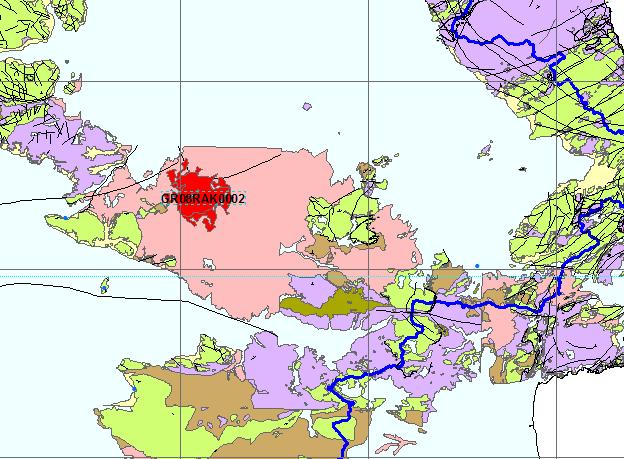 Το μεγαλύτερο της ΖΔΥΚΠ GR08RΑK0002 καλύπτεται επιφανειακά από τον σχηματισμό των προσχώσεων ενώ οι λιμνοποτάμιες αποθέσεις βρίσκονται περιμετρικά και στο κέντρο της λεκάνης.