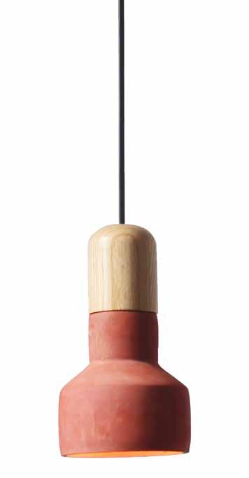 Pendant red cement lighting fixture, decorated by