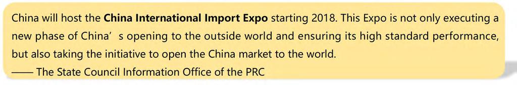 << Report of the 19th National Congress of the Communist Party of China >> China will host the China International Import Expo starting 2018.