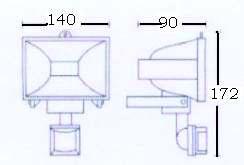 HalogenFloodlightwithSensor Model : SH 150 Max Watt : 150W Lamp : J78 l50w R7S Material.