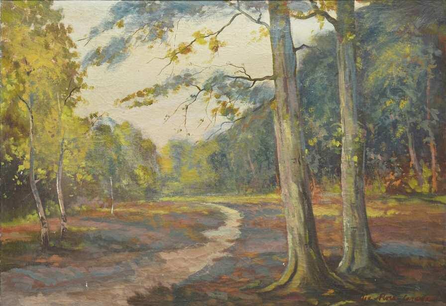 000 FLORA - KARAVIA Thalia (1871-1960) Forest landscape Signed oil on canvas 50 70 cm 14.