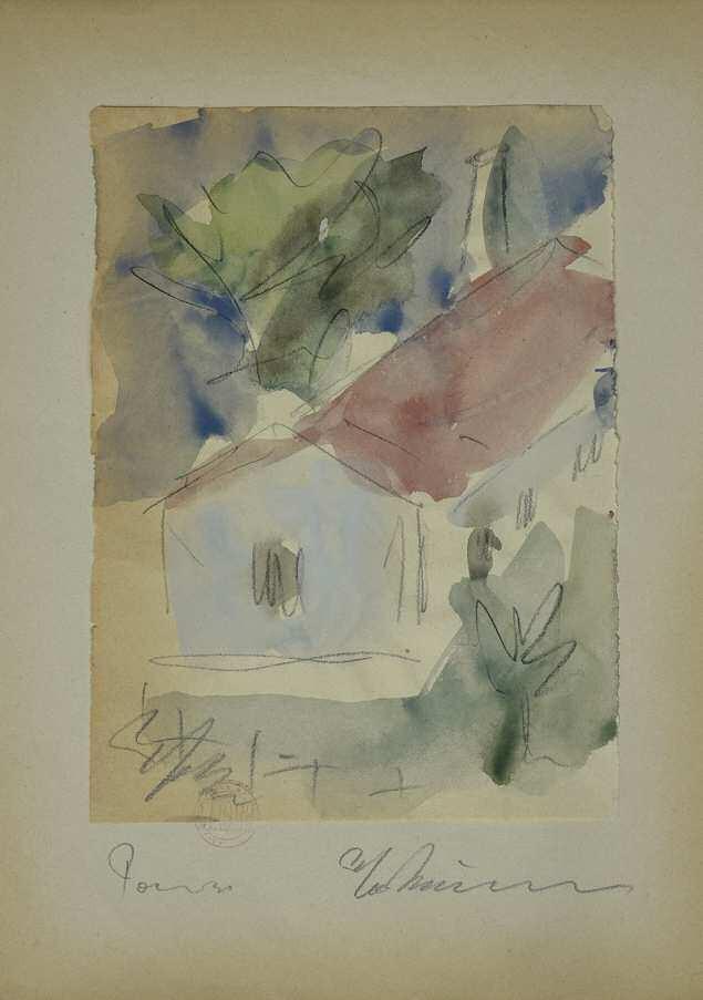 40. ΜΠΟΥΖΙΑΝΗΣ Γιώργος (1885-1959) Τοπίο με σπίτι 1931 Ακουαρέλα 34 24 εκ υπογρμ. κ.δ BOUSIANIS Georgios (1885-1959) Landscape with a house 1931 Signed & dated watercolor 24 34 cm 2.000-2.