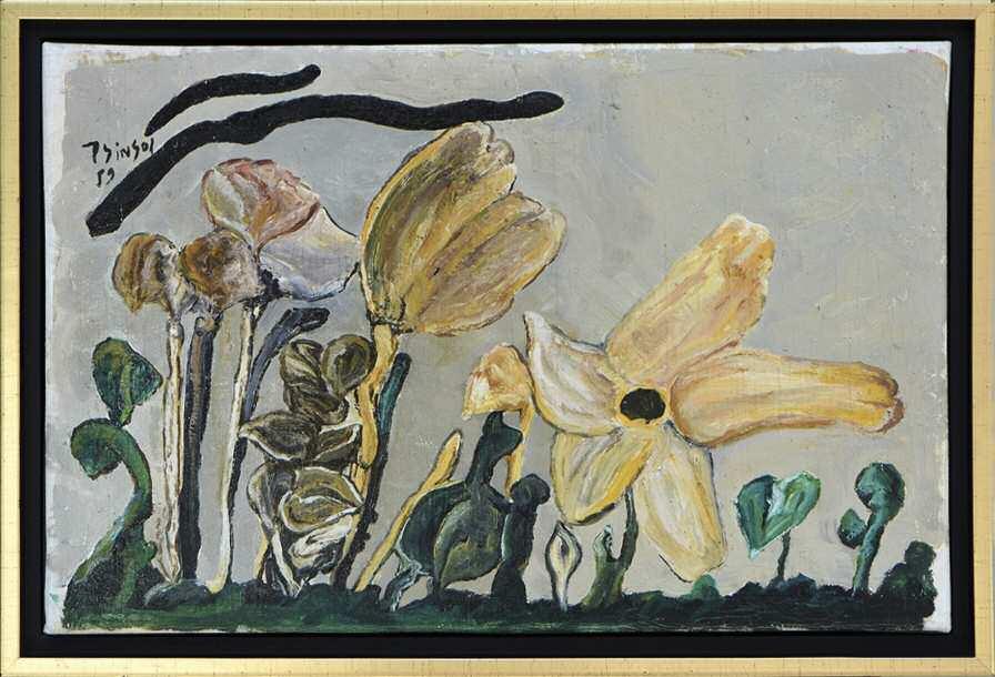 74. ΤΣΙΓΚΟΣ Θάνος (1914-1965) Λουλούδια 1959 Λάδι σε καμβά 40 58 εκ υπγρμ & χρνλγμ π.α TSINGOS Thanos (1914-1965) Flowers 1959 Signed & dated oil on canvas 40 58 cm 2.000-2.