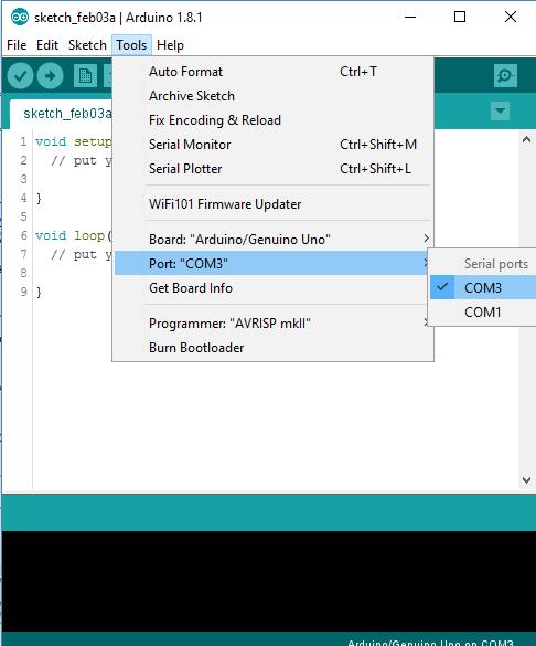 του υπολογιστή και την εκκίνηση του Arduino IDE