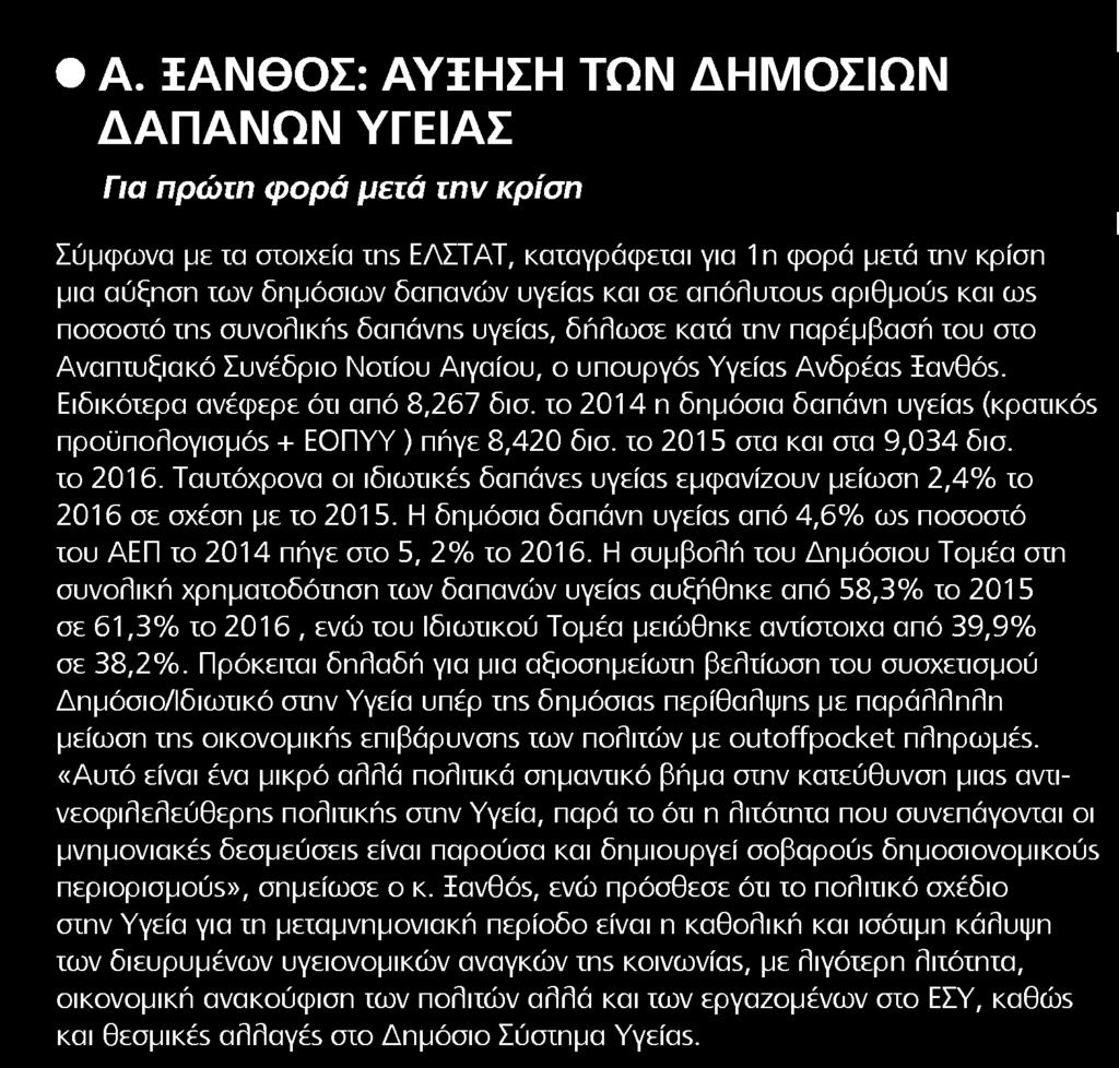 και σε anofluious αριθμού και gûs ποσοστό ins auvonvhs ôanâvns υγεία5 δήλωσε κατά την παρέμβαση ίου στο Αναπτυξιακό Συνέδριο Νοτίου Αιγαίου ο unoupyos Υγεία Avôpéas ïav9ôs Ειδικότερα ανέφερε ότι από