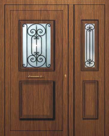 Traditional door panels entrance door evolution 5035 One glass rice type with kiones rail Ένα τζάµι ρυζάκι µε κάγκελο κίονες 5037 One glass rice type with kiones rail Ένα