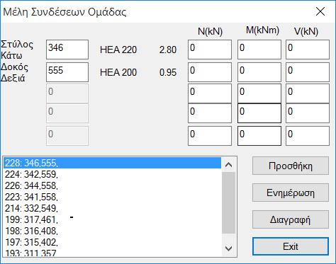 Ουσιαστικά με τον τρόπο αυτό, μπορείτε να κάνετε μαζικά διαστασιολόγηση όλων των συνδέσεων των μελών στύλων-δοκών του φορέα που συνδέονται στον ασθενή άξονα με τον ίδιο τρόπο (κοχλίες ή συγκολλήσεις,