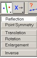 ΚΟΥΜΠΙ 6 Για το κουμπί 6 υπάρχουν 6 επιλογές Αξονική συμμετρία Reflection Κεντρική συμμετρία Point Symmetry Μετατόπιση Translation Περιστροφή Rotation Ομοιοθεσία Enlargement Αντιστροφή Inverse