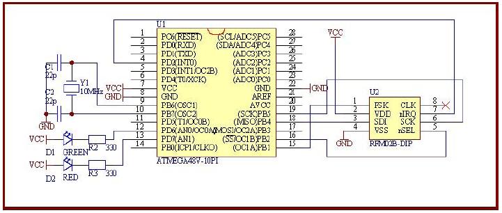 familia ATmega. Figura 10.2. Receptor cu RFM01 (sursa www.
