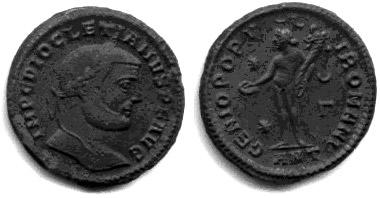 398 Зоран Симоновић Сл. 3 фолис, Диоклецијан. (ковница Антиохија) Fig. 3 Folis, Diocletian (mint factory Alexandria) Фолис је првобитно износио 1/32 део римске фунте (11,23 грама) (Сл. 3).