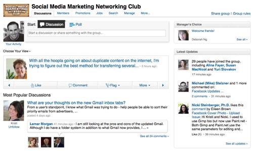 Карактеристике највише коришћених друштвених мрежа Слика 19: Social Media Examiner s Social Media Marketing Networking Club на LinkedIn-у 4.