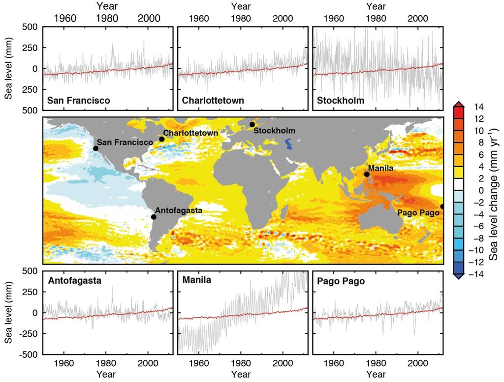 Παναγιώτης Σιαφάκας, 2017 Εικόνα 18. Χάρτης τιμών για το ύψος της επιφάνειας της θάλασσας για 1993 2012 από satellite altimetry.