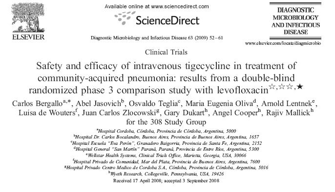 Tigecycline usage in cancer patients with refractory pneumonia Κλινική ανταπόκριση παρατηρήθηκε σε 24 ασθενείς (63%), περιλαμβανομένων 4 από τους 5 ασθενείς