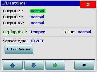 I/O set nastavenie inverzie výstupov a dig. vstupu, voľba typu snímačov teploty a nastavenie ich offsetu. Aux Out nastavenie pomocných výstupov. Regulátor DX4403 má integrovaný jeden, resp.