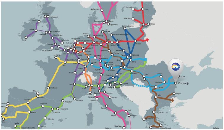 Ακολουθεί σχετικός χάρτης με τις διασυνδέσεις του λιμανιού της Ρουμανίαςμε τις υπόλοιπες