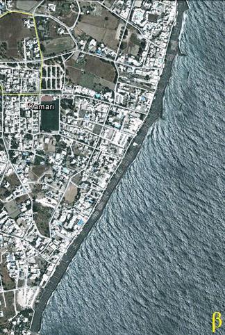 Εικόνα 56: α) Δορυφορική εικόνα της ακτής του Καμαρίου