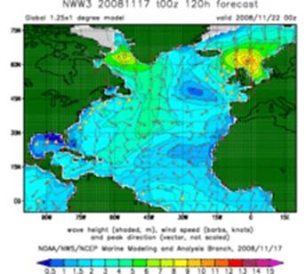 Αιολική και κυματική πρόγνωση 120 ωρών με το NOAA WAVEWATCH για το Βόρειο Ατλαντικό 2.
