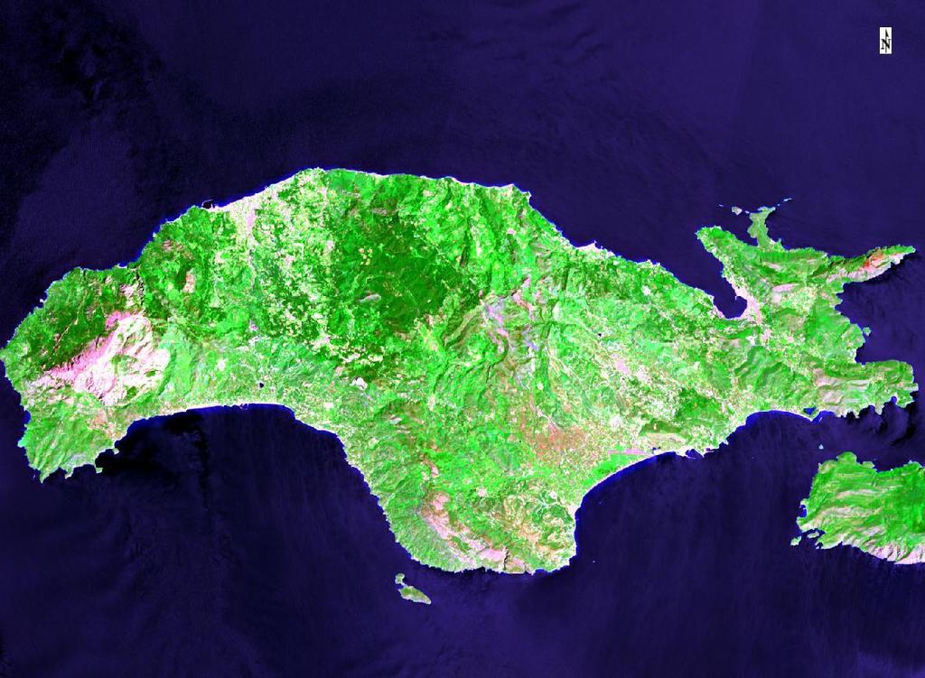 Εικόνα 9.3: Ψευδέχρωμο σύνθετο δορυφορικής εικόνας Landsat 8. Εικόνα 9.