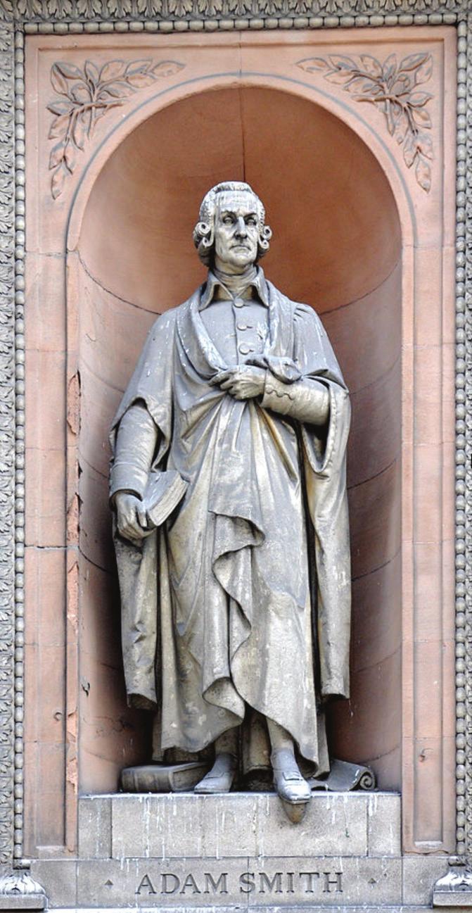 Άγαλμα του Άνταμ Σμιθ στο Πανεπιστήμιο του Λονδίνου. «Κάθε άτομο αναγκαστικά εργάζεται για να καταστήσει τα ετήσια έσοδα της κοινωνίας όσο περισσότερα μπορεί.