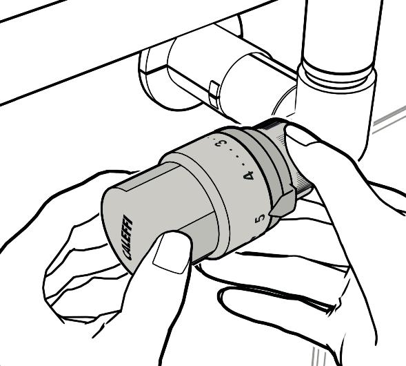 Transformarea robinetelor cu reglaj manual în robinete cu reglaj termostatic 3 Înainte de instalarea capului termostatic rotiţi rozeta pe poziţia complet deschisă (Poz. ).