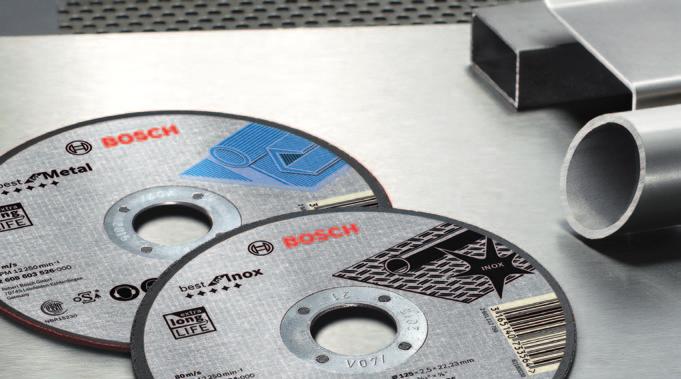 134 Κοπή, ξεχόνδρισμα και βούρτσισμα Εισαγωγή Εξαρτήματα Bosch Άριστοι για κοπή και ξεχόνδρισμα - οι ειδικοί σε Inox και μέταλλο Τα επεξεργαζόμενα κομμάτια από υψηλής ποιότητας υλικά, όπως