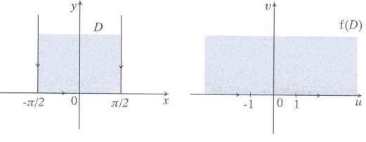 του D στον άξονα των πραγματικών αριθμών. Από την αρχή της αντιστοιχίας των συνόρων το D απεικονίζεται στο άνω ημιεπίπεδο.