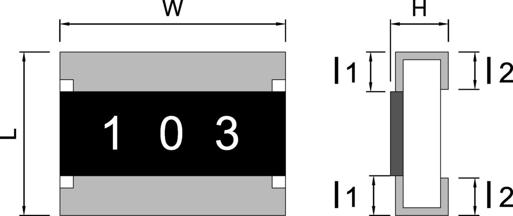 Type Dimension TCR0402 / TCR0603 / TCR0805 / TCR1206 TCR1210 / TCR1812 / TCR2010 / TCR2512 CR1218 TYPE L W H l 1 l 2 TCR0402 1.00 ± 0.10 0.50 ± 0.05 0.30 ± 0.05 0.15 ± 0.10 0.20 ± 0.