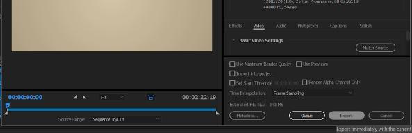 Export στο Premiere Settings Αν το τελικό αποτέλεσμα δεν μοιάζει με το επιθυμητό, πολλές φορές μπορεί να