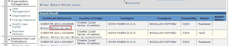III.3. Αντιγραφή ως νέο Υπάρχουν δύο δυνατότητες για την υποβολή ενός νέου επίσημου εγγράφου: 1. Από την ένδειξη «Νέο» για τη δημιουργία ενός κενού επίσημου εγγράφου εισόδου 85 2.