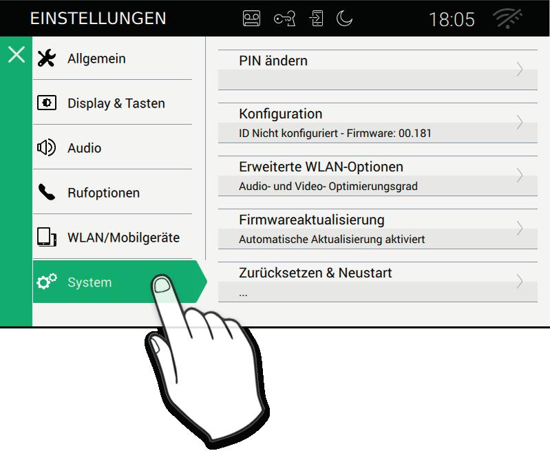 Schritt 1: Die Kategorie System öffnen Schritt 2: Konfiguration Bevor es betriebsbereit ist, muss das Gerät mit einer eindeutigen ID-Adresse innerhalb der 2-Draht-Busanlage