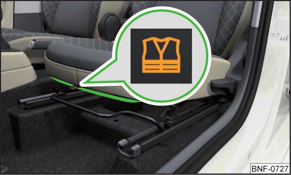 Σε αυτοκίνητα φυσικού αερίου μπορείτε να τοποθετήσετε το προειδοποιητικό τρίγωνο μέσα σε ένα κουτί κάτω από το κάλυμμα του δαπέδου του χώρου αποσκευών» εικ. 147.