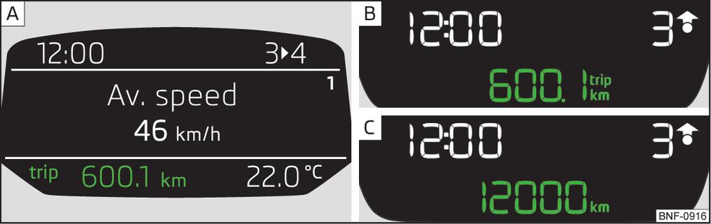 Πίνακας οργάνων - Επ. 3 Πατήστε παρατεταμένα το πλήκτρο C» εικ. 23, μέχρι να ξεκινήσει να αναβοσβήνει η ένδειξη της ώρας στην οθόνη.