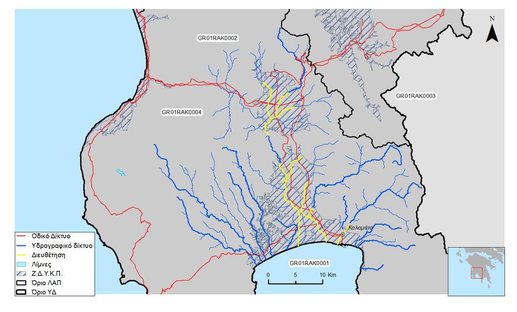6.3.7 Μηχανισμοι αποστρα γγισης Η λεκάνη απορροής του ποταμού Πάμισου στα ανάντη έχει υδροκρίτη στον ορεινό όγκο Τετράζιο σε υψόμετρο περί τα 1100 μ, στα βόρεια της ΠΕ Μεσσηνίας στα σύνορα με την ΠΕ
