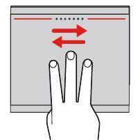 Περιστροφή με δύο δάχτυλα Τοποθετήστε δύο δάχτυλα επάνω στην επιφάνεια αφής και περιστρέψτε τα