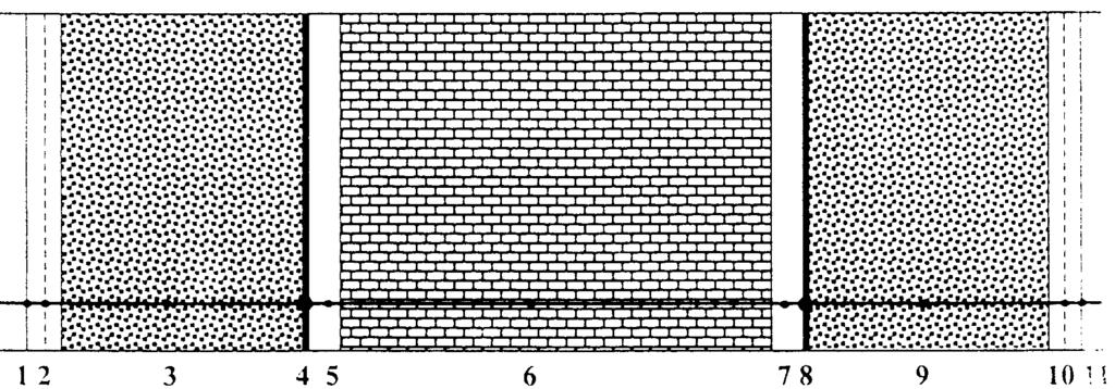 6- plasa Rabitz λ 6 = 0 W/mK 7- mortar de ciment (2cm) λ 7 Fig. 3.3 Perete interior 1- mortar de ciment(2cm) λ 1 = 1.