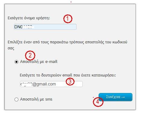 Α. Αποστολή με e-mail Οδηγίες Ανάκτησης Password λογαριασμού Uregister v1.1 1.