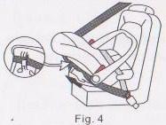 Βήμα 4. Τοποθετήστε τη διαγώνια ζώνη στο διαγώνιο οδηγό στο πίσω μέρος του παιδικού καθίσματος (εικ. 4). Βήμα 5. Σφίξτε τώρα τη ζώνη ασφαλείας του οχήματος από το σημείο που βλέπετε στην εικ. 4 και 5.